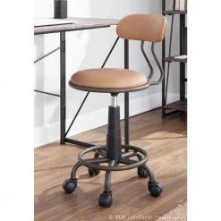 Swift Antique Metal and Camel Faux Leather Task Chair by Lumisource 15 Swift Antique Metal and Camel Faux Leather Task Chair by Lumisource -Cheap Lumisource Store camel antique lumisource task chairs oc swft an cam c3 1000