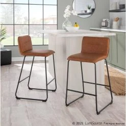 Casper 35 in. Camel Faux Leather and Black Metal Counter Height Bar Stool (Set of 2) by Lumisource 12 Casper 35 in. Camel Faux Leather and Black Metal Counter Height Bar Stool (Set of 2) by Lumisource -Cheap Lumisource Store camel faux leather black metal lumisource bar stools b26 casper2 bkcam2 c3 1000