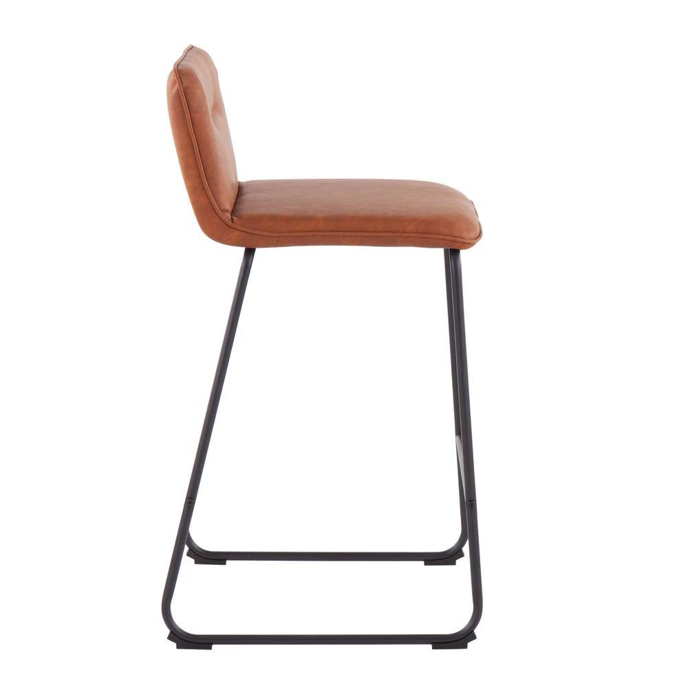 Casper 35 in. Camel Faux Leather and Black Metal Counter Height Bar Stool (Set of 2) by Lumisource 4 Casper 35 in. Camel Faux Leather and Black Metal Counter Height Bar Stool (Set of 2) by Lumisource - Image 2