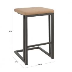 Roman 26 in. Camel Faux Leather with Grey Counter Stool (Set of 2) by Lumisource -Cheap Lumisource Store camel faux leather grey metal lumisource bar stools cs rmn gy cam2 40 1000