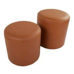 Maverick Camel Faux Leather Nesting Ottoman Set with Textured Accent by Lumisource -Cheap Lumisource Store camel faux leather lumisource ottomans ot mavnest cam a0 1000