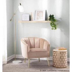 Tania Champagne Velvet and Gold Metal Accent Chair by Lumisource -Cheap Lumisource Store champagne lumisource accent chairs chr tania au chmp 31 1000