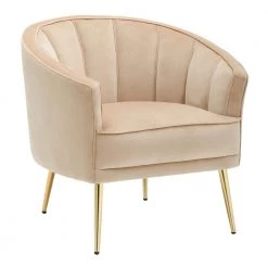 Tania Champagne Velvet and Gold Metal Accent Chair by Lumisource