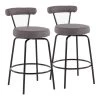 Rhonda 25.5 in. Charcoal Fabric and Black Metal Counter Height Bar Stool (Set of 2) by Lumisource -Cheap Lumisource Store charcoal fabric black metal lumisource bar stools b26 rhonda bkchar2 64 1000