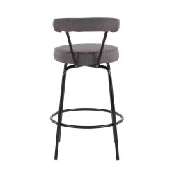 Rhonda 25.5 in. Charcoal Fabric and Black Metal Counter Height Bar Stool (Set of 2) by Lumisource -Cheap Lumisource Store charcoal fabric black metal lumisource bar stools b26 rhonda bkchar2 66 1000
