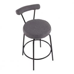 Rhonda 25.5 in. Charcoal Fabric and Black Metal Counter Height Bar Stool (Set of 2) by Lumisource -Cheap Lumisource Store charcoal fabric black metal lumisource bar stools b26 rhonda bkchar2 a0 1000