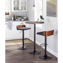 Maya 34.5 in. Adjustable Bar Stool in Charcoal Fabric and Black Metal with Walnut Backrest (Set of 2) by Lumisource -Cheap Lumisource Store charcoal fabric black metal lumisource bar stools bs maya2 swvovl wlchar2 31 1000