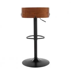 Maya 34.5 in. Adjustable Bar Stool in Charcoal Fabric and Black Metal with Walnut Backrest (Set of 2) by Lumisource -Cheap Lumisource Store charcoal fabric black metal lumisource bar stools bs maya2 swvovl wlchar2 66 1000