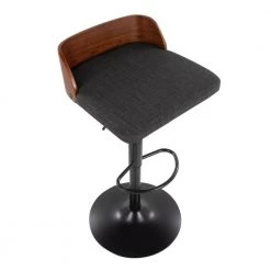 Maya 34.5 in. Adjustable Bar Stool in Charcoal Fabric and Black Metal with Walnut Backrest (Set of 2) by Lumisource -Cheap Lumisource Store charcoal fabric black metal lumisource bar stools bs maya2 swvovl wlchar2 a0 1000