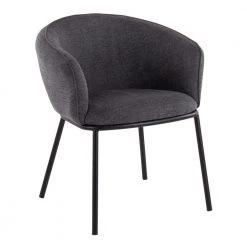 Ashland Charcoal Fabric and Black Steel Arm Chair by Lumisource