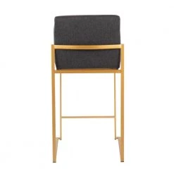 Fuji 35.5 in. Charcoal Fabric and Gold Steel High Back Counter Height Bar Stool (Set of 2) by Lumisource -Cheap Lumisource Store charcoal fabric gold steel lumisource bar stools b26 fujihb aufchar2 66 1000