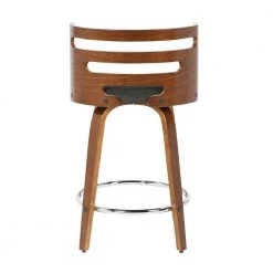 Cosini 31.75 in. Counter Height Bar Stool in Charcoal Fabric and Walnut Wood (Set of 2) by Lumisource -Cheap Lumisource Store charcoal fabric walnut wood lumisource bar stools b24 cosni2 swvr wlchar2 66 1000