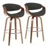 Curvini 40 in. Bar Stool in Charcoal Fabric and Walnut Wood (Set of 2) by Lumisource -Cheap Lumisource Store charcoal fabric walnut wood lumisource bar stools b30 crvni2 swvr wlchar2 64 1000