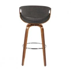 Curvini 40 in. Bar Stool in Charcoal Fabric and Walnut Wood (Set of 2) by Lumisource -Cheap Lumisource Store charcoal fabric walnut wood lumisource bar stools b30 crvni2 swvr wlchar2 66 1000