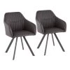 Clubhouse Pleated Charcoal Faux Leather Dining Chair (Set of 2) by Lumisource -Cheap Lumisource Store charcoal faux leather lumisource dining chairs ch clbp bk cha2 64 1000