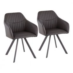 Clubhouse Pleated Charcoal Faux Leather Dining Chair (Set of 2) by Lumisource