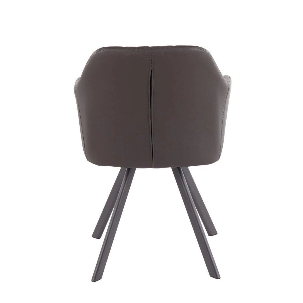 Clubhouse Pleated Charcoal Faux Leather Dining Chair (Set of 2) by Lumisource 6 Clubhouse Pleated Charcoal Faux Leather Dining Chair (Set of 2) by Lumisource - Image 4