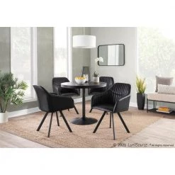 Clubhouse Pleated Charcoal Faux Leather Dining Chair (Set of 2) by Lumisource 12 Clubhouse Pleated Charcoal Faux Leather Dining Chair (Set of 2) by Lumisource -Cheap Lumisource Store charcoal faux leather lumisource dining chairs ch clbp bk cha2 c3 1000