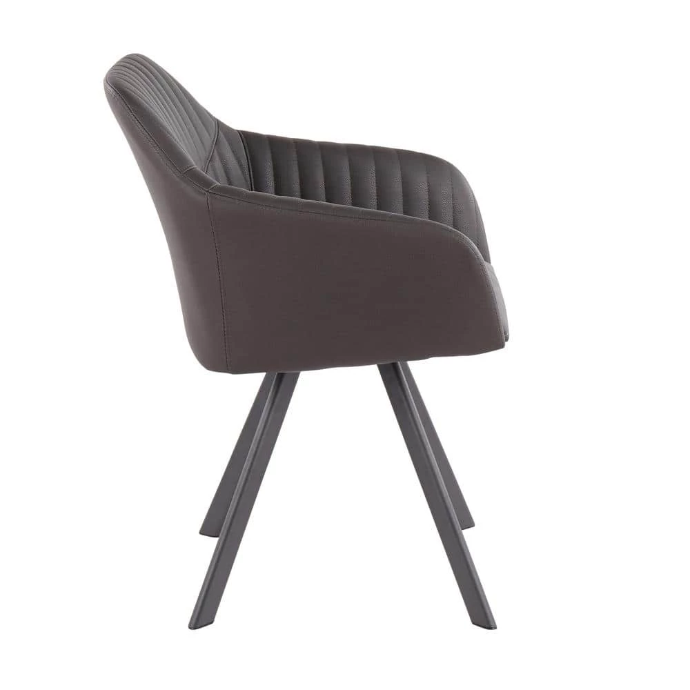 Clubhouse Pleated Charcoal Faux Leather Dining Chair (Set of 2) by Lumisource 4 Clubhouse Pleated Charcoal Faux Leather Dining Chair (Set of 2) by Lumisource - Image 2