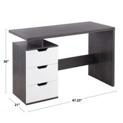 Quinn 47.25 in. Rectangular Charcoal Grey and White Wood 3-Drawer Computer Desk by Lumisource -Cheap Lumisource Store charcoal grey white wood lumisource writing desks ofd quinn char 4f 1000