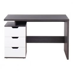 Quinn 47.25 in. Rectangular Charcoal Grey and White Wood 3-Drawer Computer Desk by Lumisource -Cheap Lumisource Store charcoal grey white wood lumisource writing desks ofd quinn char 77 1000