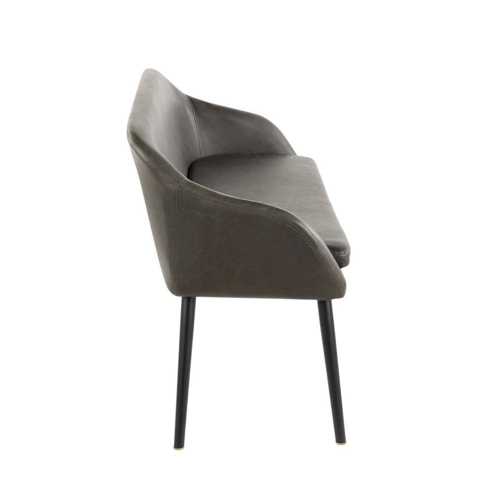 Shelton Charcoal Faux Leather Contemporary Bench by Lumisource 4 Shelton Charcoal Faux Leather Contemporary Bench by Lumisource - Image 2