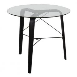 Trilogy 34 in. Round Clear Glass and Black Wood Dinette Table (Seats 2) by Lumisource