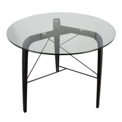 Trilogy 34 in. Round Clear Glass and Black Wood Dinette Table (Seats 2) by Lumisource -Cheap Lumisource Store clear glass black wood lumisource kitchen dining tables dt trilogy34 bkgl a0 1000