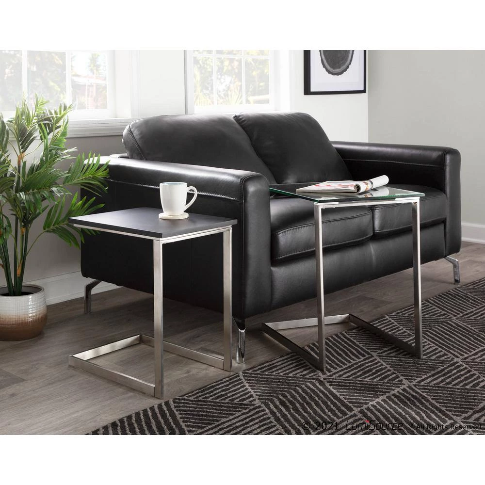 Zenn 15.75 in. Clear Glass and Black Wood Square Nesting Table by Lumisource 10 Zenn 15.75 in. Clear Glass and Black Wood Square Nesting Table by Lumisource - Image 8