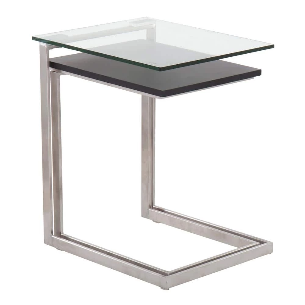 Zenn 15.75 in. Clear Glass and Black Wood Square Nesting Table by Lumisource 3 Zenn 15.75 in. Clear Glass and Black Wood Square Nesting Table by Lumisource