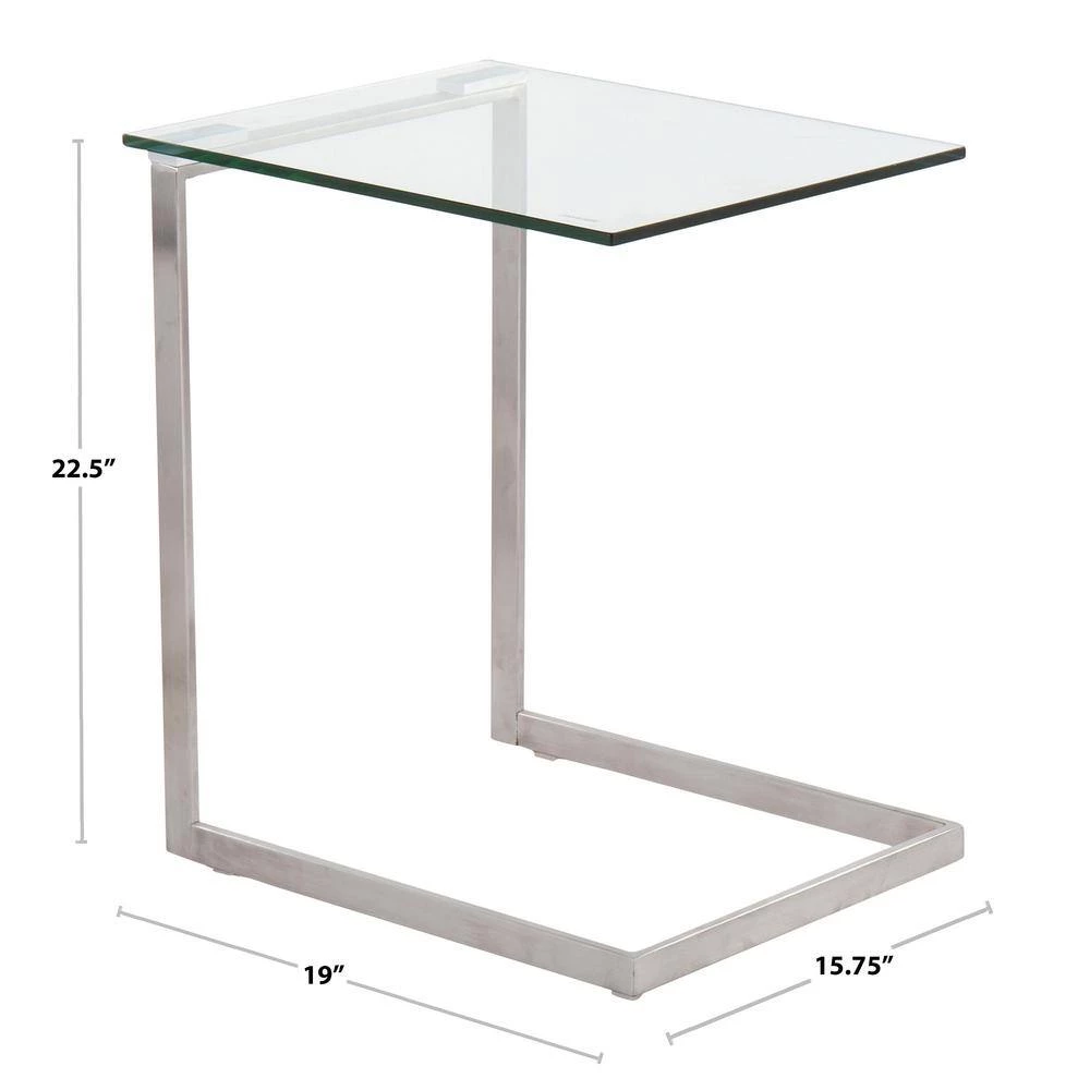 Zenn 15.75 in. Clear Glass and Black Wood Square Nesting Table by Lumisource 8 Zenn 15.75 in. Clear Glass and Black Wood Square Nesting Table by Lumisource - Image 6