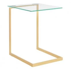 Zenn Contemporary Clear Glass Gold Top End Table by Lumisource