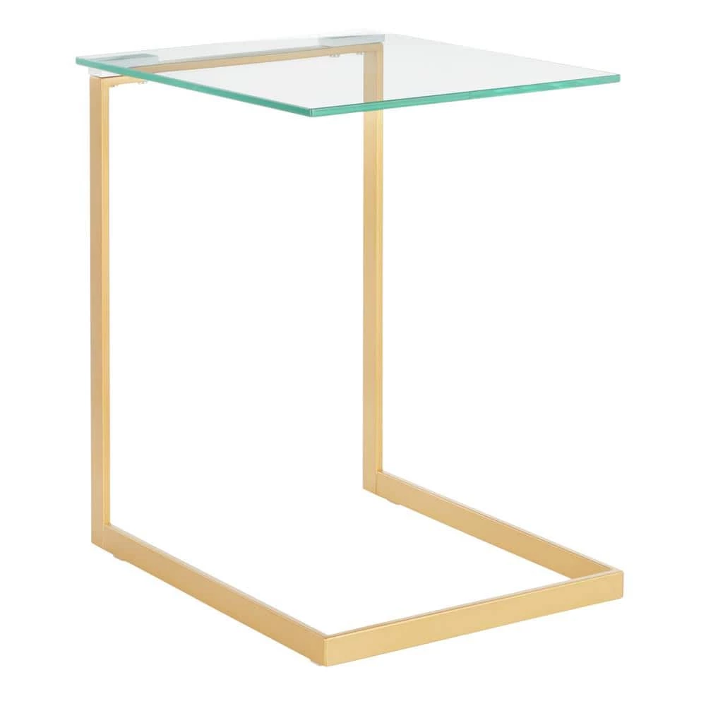 Zenn Contemporary Clear Glass Gold Top End Table by Lumisource 3 Zenn Contemporary Clear Glass Gold Top End Table by Lumisource