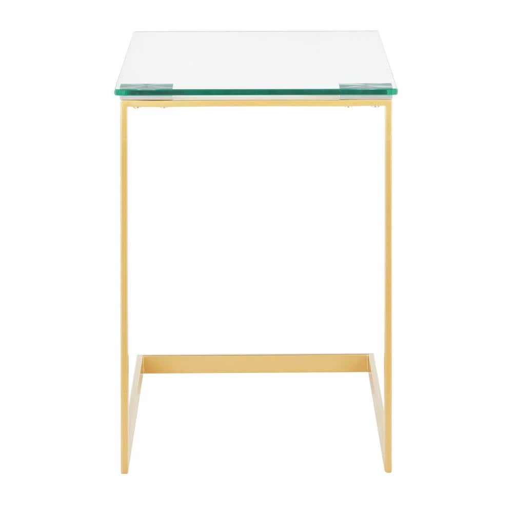 Zenn Contemporary Clear Glass Gold Top End Table by Lumisource 6 Zenn Contemporary Clear Glass Gold Top End Table by Lumisource - Image 4