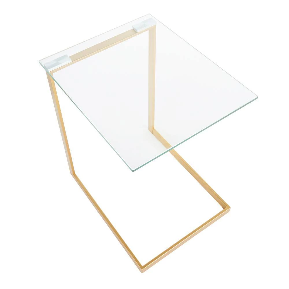 Zenn Contemporary Clear Glass Gold Top End Table by Lumisource 5 Zenn Contemporary Clear Glass Gold Top End Table by Lumisource - Image 3