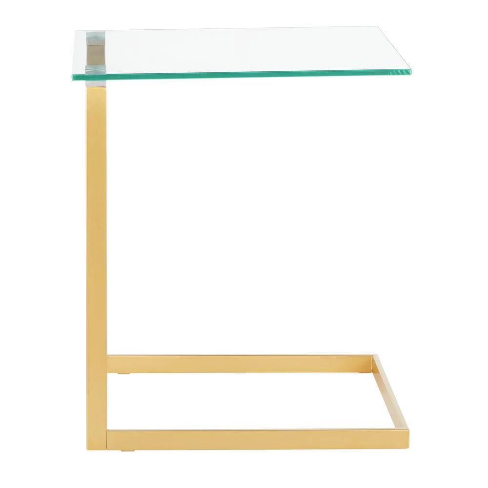 Zenn Contemporary Clear Glass Gold Top End Table by Lumisource 4 Zenn Contemporary Clear Glass Gold Top End Table by Lumisource - Image 2