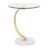 White Marble, Gold Metal, and Clear Glass C-Shaped Contemporary End Table by Lumisource -Cheap Lumisource Store clear glass gold white marble lumisource end side tables tb c wau 64 1000