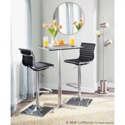 Fuji Stainless Steel Square Bar Table with Clear Glass Top by Lumisource -Cheap Lumisource Store clear glass lumisource bar tables bt fujisq ss gl 31 1000