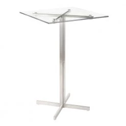 Fuji Stainless Steel Square Bar Table with Clear Glass Top by Lumisource