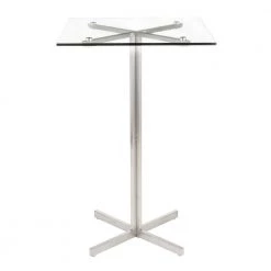Fuji Stainless Steel Square Bar Table with Clear Glass Top by Lumisource -Cheap Lumisource Store clear glass lumisource bar tables bt fujisq ss gl 66 1000