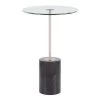 Symbol 16 in. Clear Glass, Nickel Metal and Black Marble Side Table by Lumisource -Cheap Lumisource Store clear glass nickel metal black marble lumisource end side tables tb symbol bkmbnigl 64 1000
