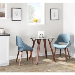 Folia 35 in. Round Clear Glass and Walnut Wood Dining Table (Seats 4) by Lumisource -Cheap Lumisource Store clear glass walnut wood lumisource kitchen dining tables dt folia rnd wlcl 31 1000