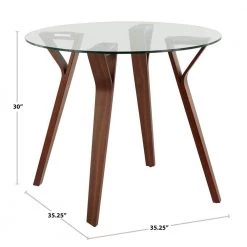 Folia 35 in. Round Clear Glass and Walnut Wood Dining Table (Seats 4) by Lumisource -Cheap Lumisource Store clear glass walnut wood lumisource kitchen dining tables dt folia rnd wlcl c3 1000