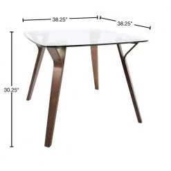 Folia Mid-Century Modern Walnut Square Dining Table with Clear Glass Top by Lumisource -Cheap Lumisource Store clear walnut lumisource kitchen dining tables dt folia wl cl 40 1000