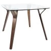Folia Mid-Century Modern Walnut Square Dining Table with Clear Glass Top by Lumisource -Cheap Lumisource Store clear walnut lumisource kitchen dining tables dt folia wl cl 64 1000