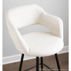 Margarite 29 in. Cream Faux Leather Upholstery Bar Stool (Set of 2) by Lumisource -Cheap Lumisource Store cream black lumisource bar stools b30 marg bk cr2 1f 1000