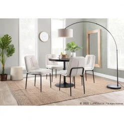 Smith Cream Fabric & Black Steel Dining Chair (Set of 2) by Lumisource -Cheap Lumisource Store cream fabric black steel lumisource dining chairs ch smith bkcr2 31 1000