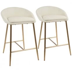 Matisse 26 in. Gold and Cream Fabric Upholstered Counter Stool (Set of 2) by Lumisource -Cheap Lumisource Store cream fabric gold lumisource bar stools b26 matse aucr2 1d 1000