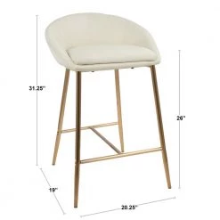 Matisse 26 in. Gold and Cream Fabric Upholstered Counter Stool (Set of 2) by Lumisource -Cheap Lumisource Store cream fabric gold lumisource bar stools b26 matse aucr2 4f 1000
