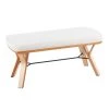 Folia Cream Fabric and Natural Wood Bench (19.5 x 20 x 42) by Lumisource -Cheap Lumisource Store cream fabric natural wood lumisource bedroom benches bc folia nacr 64 1000